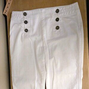 Ralph Lauren‎ Cropped White Denim Sailor Jeans Women's Size 8